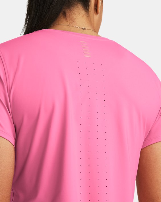 女士UA Launch Elite短袖T恤 in Pink image number 2